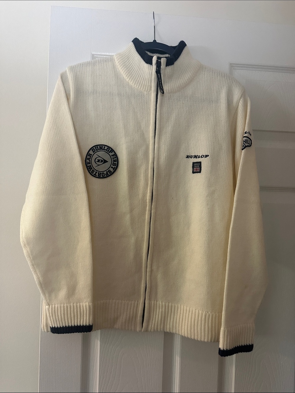 Men's Dunlop Cream Full-Zip Knit Jacket